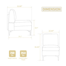Load image into Gallery viewer, Single Couch Modular Armless Accent Chair With Back Cushion