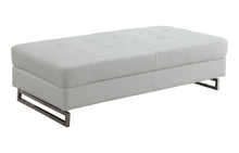 Load image into Gallery viewer, Faux Leather Ottoman - White / Silver