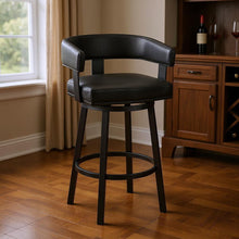 Load image into Gallery viewer, Faux Leather And Iron Swivel Low Back Bar Height Bar Chair - Black