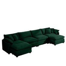 Load image into Gallery viewer, Modern Oversized Modular Cushion Sofa With Ottoman, Low Back, Deep Seating Sofa Set
