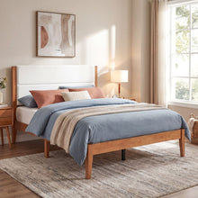 Load image into Gallery viewer, Platform Bed Frame With Upholstered Headboard, Slat Support
