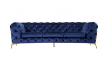 Load image into Gallery viewer, Contemporary Velvet Accent Sofa - Blue / Gold
