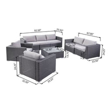 Load image into Gallery viewer, 7 Person Outdoor Seating Group With Cushions - Gray / Silver