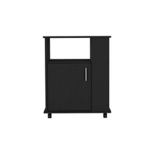 Load image into Gallery viewer, Wood Flat Door Rolling Kitchen Cart With Storage - Black