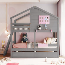 Load image into Gallery viewer, Bunk Bed With Playhouse Roof And Window