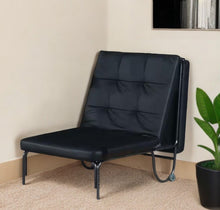 Load image into Gallery viewer, 75" Faux Leather Tufted Convertible Chair - Black
