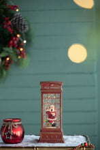 Load image into Gallery viewer, Christmas Lighted Water Spinning Phone Booth With Santa On Phone, 3*AA Batteries Required - White / Red