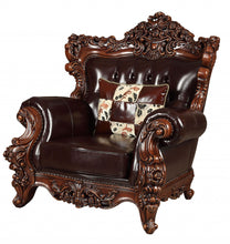 Load image into Gallery viewer, Faux Leather Tufted Wingback Chair - Espresso
