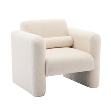 Load image into Gallery viewer, Modern Accent Chair Lambskin Sherpa Fabric Upholstered Comfy With Pillow