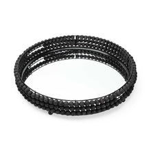 Load image into Gallery viewer, 21" Matte Wood With Bead Mirrored Glass Bottom Round Tray - Black
