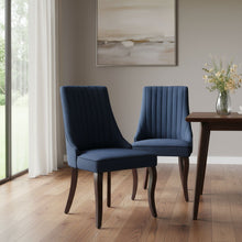Load image into Gallery viewer, Tufted Solid Wood Dining Side Chairs (Set of 2) - Blue / Brown