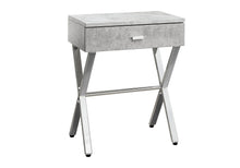 Load image into Gallery viewer, 22" Wood And Metal End Table With Drawer - Silver And Gray
