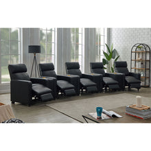 Load image into Gallery viewer, Warren - 5 Seater Home Theater With 4 Wedge Consoles Recliners And Storage Consoles - Black