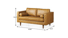 Load image into Gallery viewer, Leather Sofa With Brown Legs - Tan