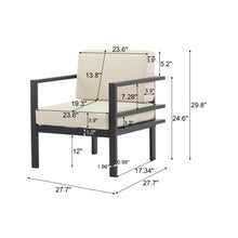 Load image into Gallery viewer, Modern 3 Piece Outdoor Patio Seating Set With Aluminum Frame And Weather Resistant Cushions - Beige / Gray