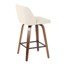 Load image into Gallery viewer, Toriano - Mid-Century Modern Counter Stool, Square Footrest (Set of 2) - Walnut / Cream