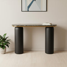 Load image into Gallery viewer, Genuine Marble Double Pedestal Console Table - Black / Gold
