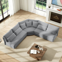 Load image into Gallery viewer, 5 Seater L Shaped Sectional Sofa With Curved Corner, 7 Pillows