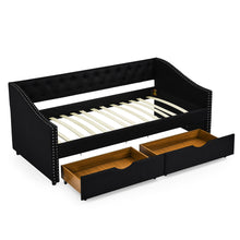 Load image into Gallery viewer, Upholstered Tufted Daybed With 2 Drawers, Waved Arms