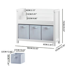 Load image into Gallery viewer, Bookshelf With 3 Tier Front Facing Storage And 3 Bins, Toddler Bookcase For Playroom - White