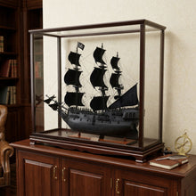 Load image into Gallery viewer, Hand Painted Pirate Table Top Display Model Boat - Black / Pearl