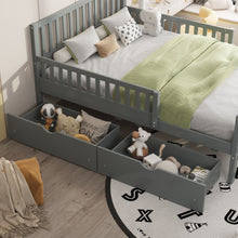 Load image into Gallery viewer, Platform Bed With Guardrails On Both Sides And 2 Storage Drawers