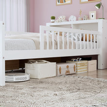 Load image into Gallery viewer, Bed With Headboard Storage Rack, 2 Under Bed Drawers, 3 Side Guardrails For Safety