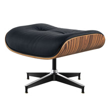 Load image into Gallery viewer, 27" Tufted Genuine Cowhide Swivel Lounge Chair With Ottoman - Black / Light Brown