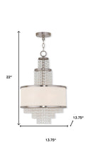 Load image into Gallery viewer, 22" Three Light Metal Dimmable Chandelier With Shades - Nickel / Clear / Off White