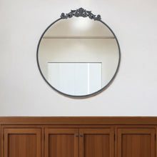Load image into Gallery viewer, 39" Crowned Top Iron Framed Accent Mirror - Black