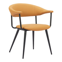 Load image into Gallery viewer, Upholstered Faux Leather Open Back Dining Arm Chair - Brown
