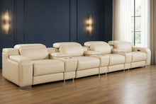 Load image into Gallery viewer, 169" Italian Leather Reclining USB Sofa - Beige