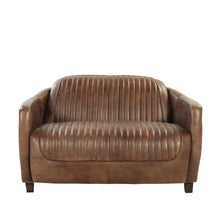 Load image into Gallery viewer, Leather Loveseat - Brown