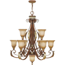Load image into Gallery viewer, 38" Ten Light Dimmable Chandelier With Shades - Bronze