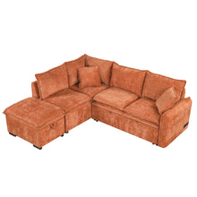 Load image into Gallery viewer, Convertible Sofa Bed Sectional Sofa Sleeper L-Shaped Sofa With A Storage Ottoman, Two Pillows, Two Power Sockets And Two USB Ports For Living Room