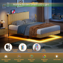 Load image into Gallery viewer, Floating Bedstead With Charging Station And LED Lights