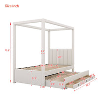 Load image into Gallery viewer, Upholstery Canopy Platform Bed With Trundle And Three Storage Drawers