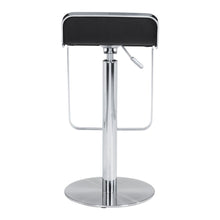 Load image into Gallery viewer, Faux Leather And Steel Adjustable Height Swivel Bar Chair - Black / Silver