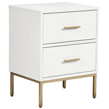 Load image into Gallery viewer, Lines 2 Drawer Nightstand - White / Gold