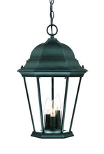Load image into Gallery viewer, Three Light Domed Glass Lantern Hanging Light - Matte Black / Hunter Green