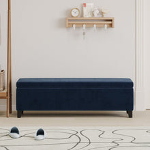 Load image into Gallery viewer, Velvet Storage Bench, Upholstered End Of Bed, Storage Ottoman Benches, Fabric Ottoman Bench With Large Storage Space For Living Room Entryway Bedroom - Dark Blue