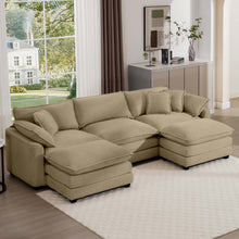 Load image into Gallery viewer, Modern Oversized Modular Cushion Sofa With Ottoman, Low Back, Deep Seating Sofa Set