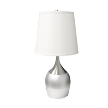 Load image into Gallery viewer, Metal Gourd Table Lamp With White Tapered Drum Shade - Silver