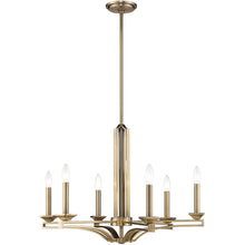 Load image into Gallery viewer, 27'' Six Light Dimmable Chandelier With Shades - Antiqued Brass