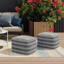 Load image into Gallery viewer, Corrie - Square Outdoor / Indoor Pouf - Navy / White