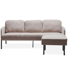 Load image into Gallery viewer, Modern L Shaped 3 Seater Sofa With Ottoman, Upholstered Couch For Small Spaces