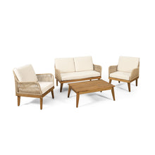 Load image into Gallery viewer, Hueber - Outdoor And Rope 4 Seater Chat Set With Cushions - Teak