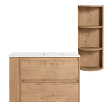 Load image into Gallery viewer, Modern Wall Mounted Bathroom Vanity With Ceramic Sink And Storage Rack, 2 Soft Close Drawers