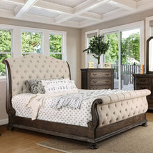 Load image into Gallery viewer, Sleigh Bed With Button Tufted Fabric Headboard And Footboard