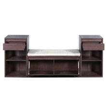 Load image into Gallery viewer, Entryway Storage Bench With Cushion, Drawers & Open Shelves